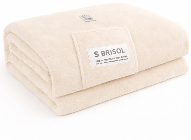 브리솔 프리미엄 극세사 전기담요 전기요 이불 온열 무릎 캠핑 유무선 전기담요, 아이보리