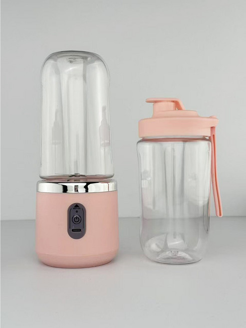 HOMIE 믹서기 2개 용기 휴대용 미니 믹서기 USB 충전식 무선 믹서기, 핑크