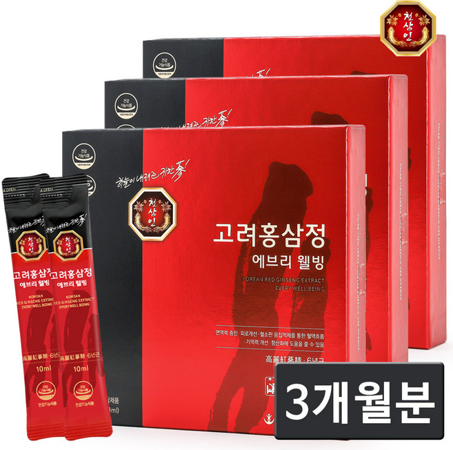 천삼인 고려 홍삼정 에브리웰빙 스틱 30포X3box(3개월분), 300ml, 3개