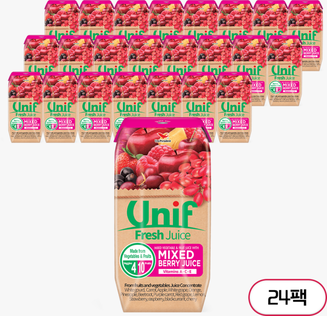 유니프 믹스베리 주스, 200ml, 24개