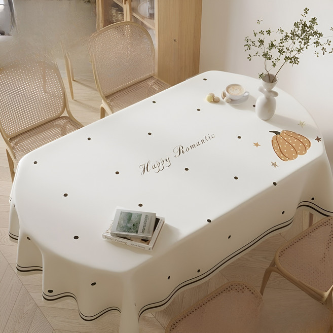 모던 식탁보, 1개, 140*180cm, 흰색 호박 타원형