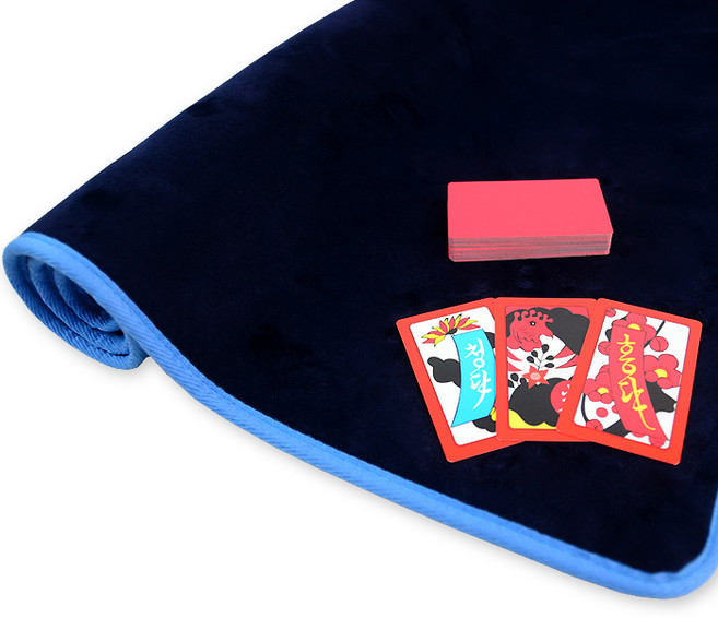 서하의집 대형 화투 + 벨벳 매트 놀이 세트, 레드(화투), 매트(미드나잇블루), 1개