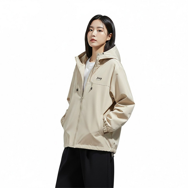 지프스피릿 남성용 봄가을 후드 아웃도어 자켓 캐주얼 워크웨어 스타일 솔리드 컬러 루즈핏 점퍼 2452