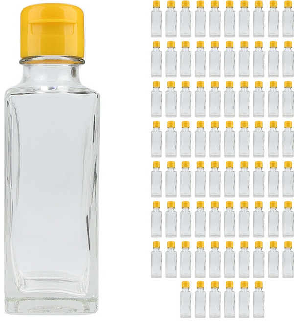 사각 하바리움 원터치 유리병+원터치캡 노랑, 77개, 100ml