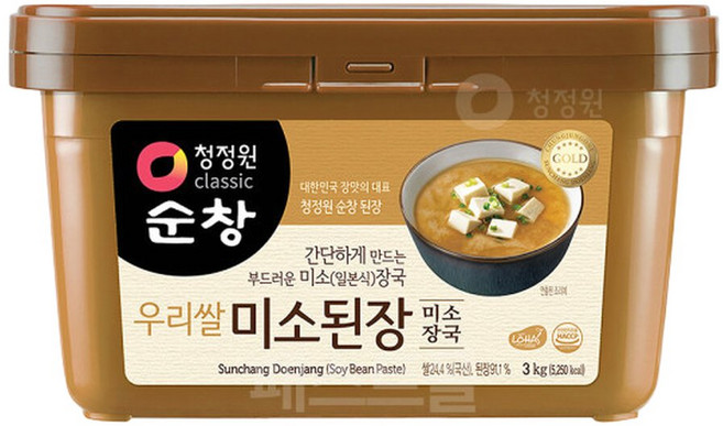 청정원 순창 우리쌀 미소장국 된장 3kg, 1개