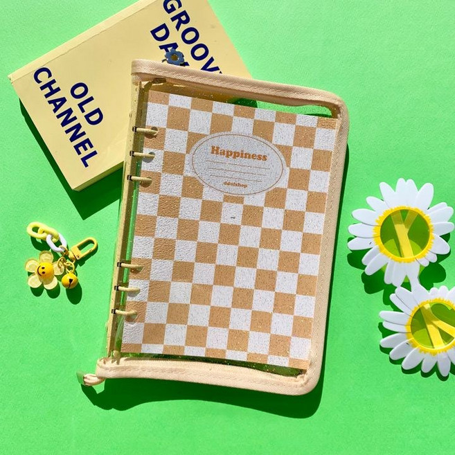 걸스코코 해피니스 6공 포카바인더 + 속지30장 지퍼형 다이어리 A5 콜렉트북 포카북, 옐로우, 1개