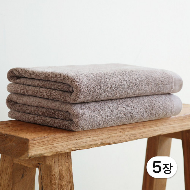 쉬라즈리빙 더소프트 바스타월 450g 30수 면사, 5개, 브라운