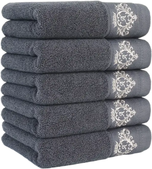프리미엄 부드럽고 도톰한 32수 순면 타올 수건 5p 세트, 그레이, 1세트