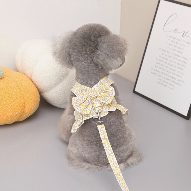 보리펫 반려동물 꽃무늬 원피스, 연노랑, 1개