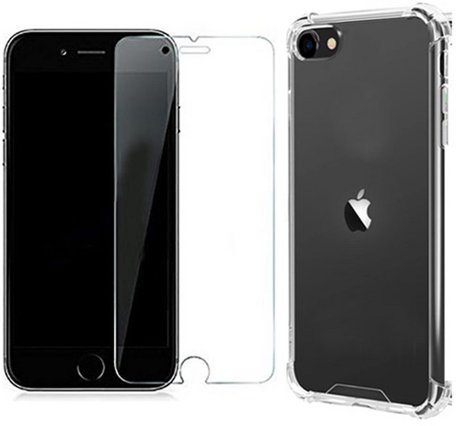 스톤스틸 아이폰 SE 2세대 3세대 강화유리필름 + 범퍼케이스, 1세트