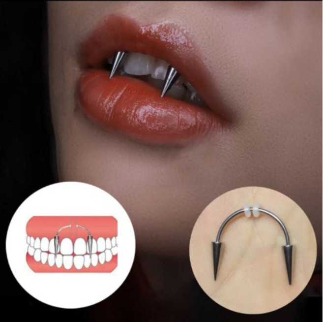 드라큘라 뱀파이어 스마일리 미니멀 피어싱 입찌 호랑이