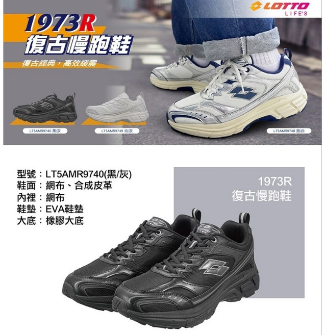 LOTTO 義大利 男 LT5AMR9740 2E寬楦 1973R 輕量透氣緩衝復古慢跑鞋