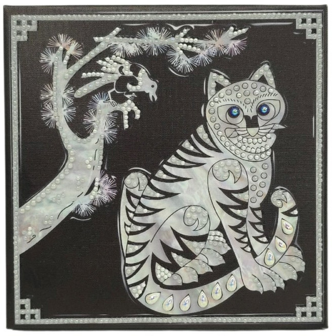 자개 보석십자수 민화 호작도, 1개