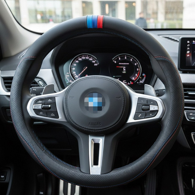 벤비아믹스 나파가죽 핸들커버 알칸타라 핸들커버 M 핸들 3색 포인트 M퍼포먼스 수입차 국산차 5시리즈 호환 3시리즈 4시리즈 X3 X5 X6 X7 등 호환00604, 2번 나파 3색, 2번 나파3색 원형