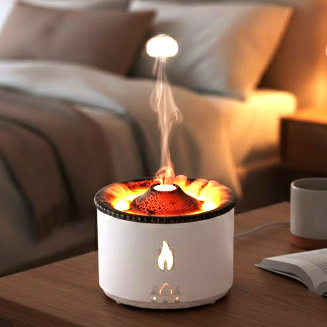 세척편한 가습기 탁상용 미니가습기 화산 무드등 불멍 물멍