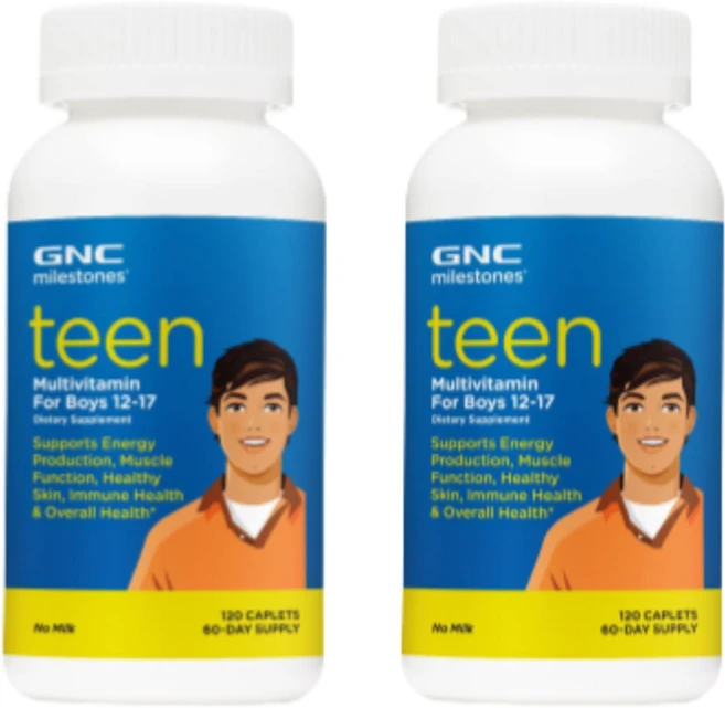 [GNC] 마일즈스톤 틴 멀티비타민 포 보이즈 12-17 120 캐플릿 2 SET, 2개, 120정 - 쿠팡
