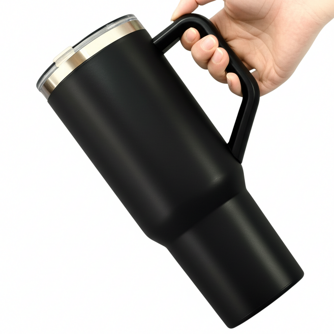 차량용 컵홀더 대용량 1.18L 스텐 텀블러 (빨대 포함), 1개, 블랙(B)