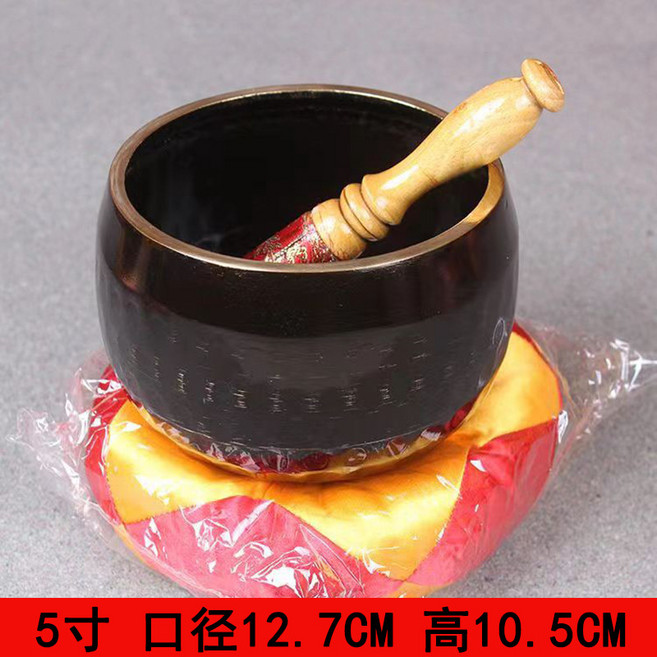 頌缽 音缽 銅磬引黃銅大大慶慶佛音碗銅缽佛具大號樟木木魚法器中式寺院法器, 1個, 5寸銅磬