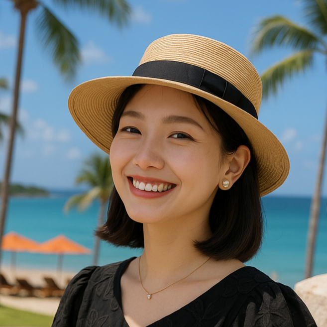 모장A13 여름 라탄 보터햇 여성용 리본 밀짚모자 썬햇