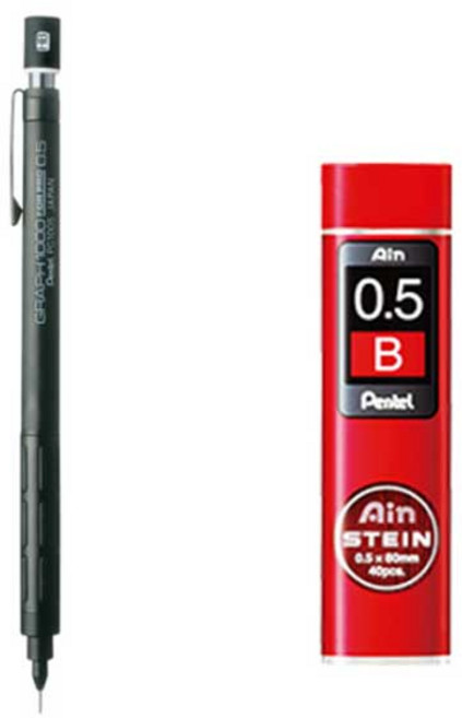 펜텔 그래프 샤프 1000 PG1005 + 아인슈타인 샤프심 B, 0.5mm, 1세트