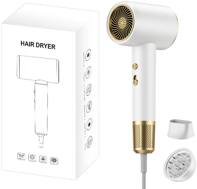 콜콜러브 전문가용 초경량 빠른 건조 파워 헤어드라이기 2000W, 화이트