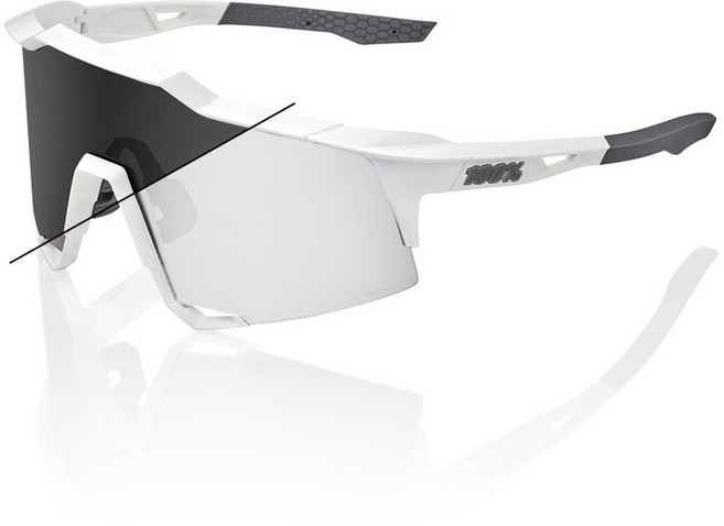 100% 백퍼센트 스피드크래프트 SPEEDCRAFT 자전거 러닝 고글 선글라스 (옵션선택), 화이트-변색 렌즈, 1개