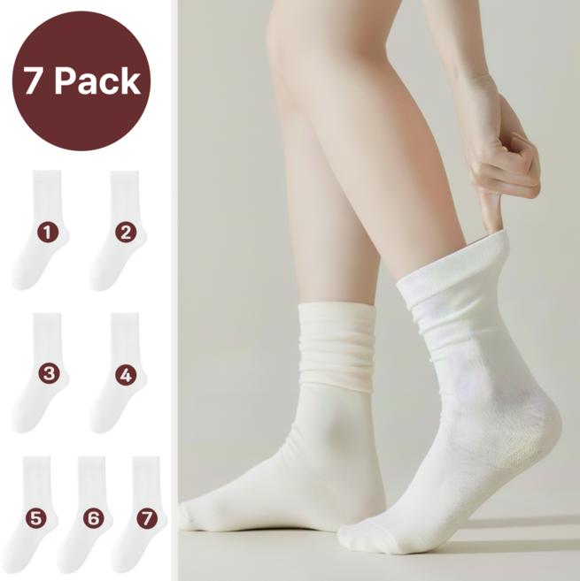 직셀 조임 없이 편안한 순면 여성용 무압박 중목 양말