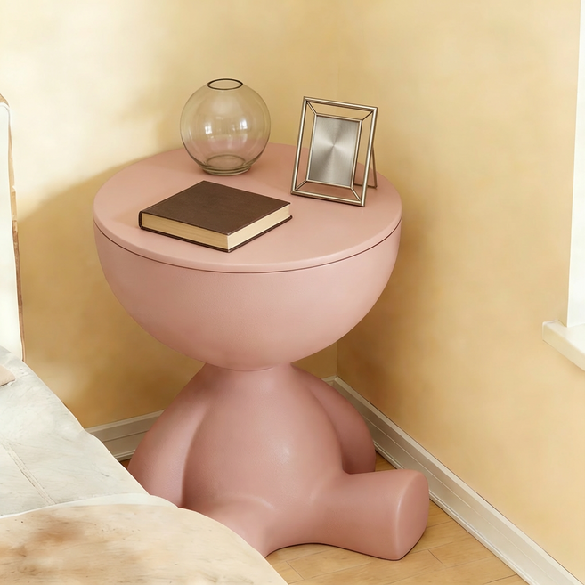 다용도 귀여운 인형모양 수납 미니 소파 협탁 테이블 거실 침실, 1개, 핑크