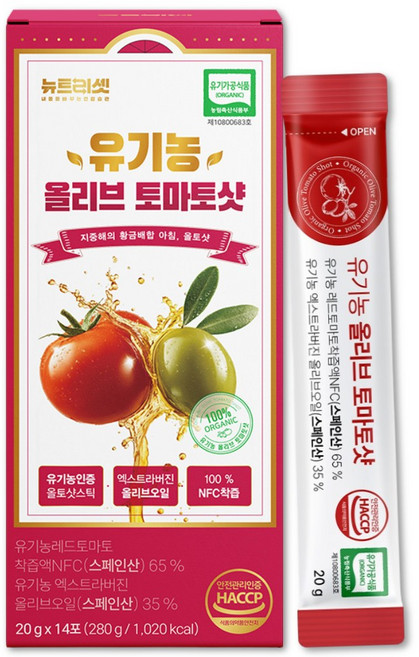 뉴트리셋 올토샷 유기농 피쿠알 엑스트라버진 토마토 올리브오일 스틱, 1개, 280g