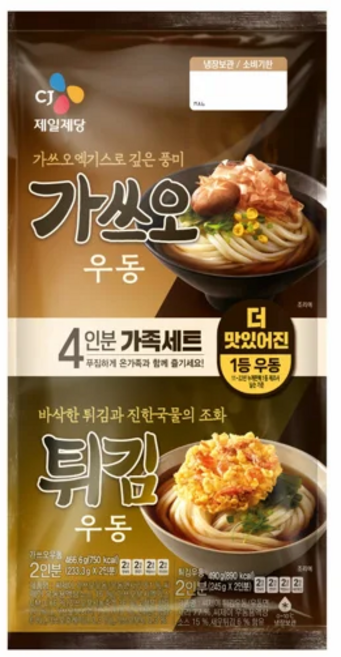 [메가마트]CJ 가쓰오 + 튀김 우동 기획 4인분 955g, 956.6g, 1개