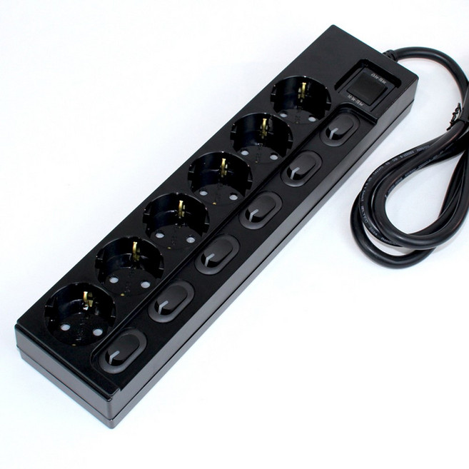 KD-TAP 국산 개별형 스위치 멀티탭 6구 고용량 콘센트 16A 안전 접지, 1개, 블랙, 1.5m