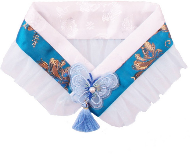 하니펫 반려동물 귀요미스카프 금사 한복 레이스, 1개, 블루