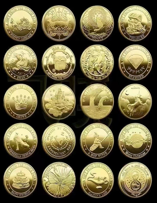 乳牙保存盒 牙齒收納盒, 20枚-3公分牙仙子金幣