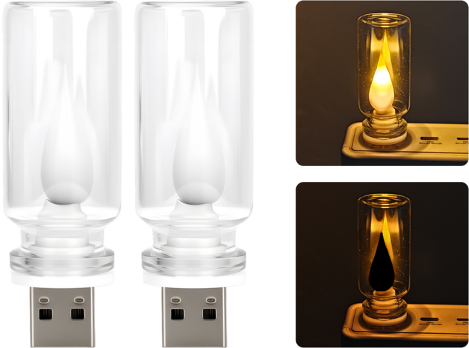 고급 유리 외관 USB 차량용 실내 무드등 은은한 조명 가변 자동차 튜닝 엠비언트 라이트, 2개, 노란 색