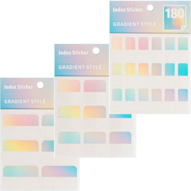 블리키 그라데이션 인덱스 북마크 스티커 메모지3종, 오로라