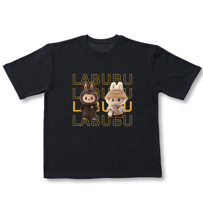 국내 생산 주니어용 라부부 프렌즈 면100% 라운드 반팔 티셔츠