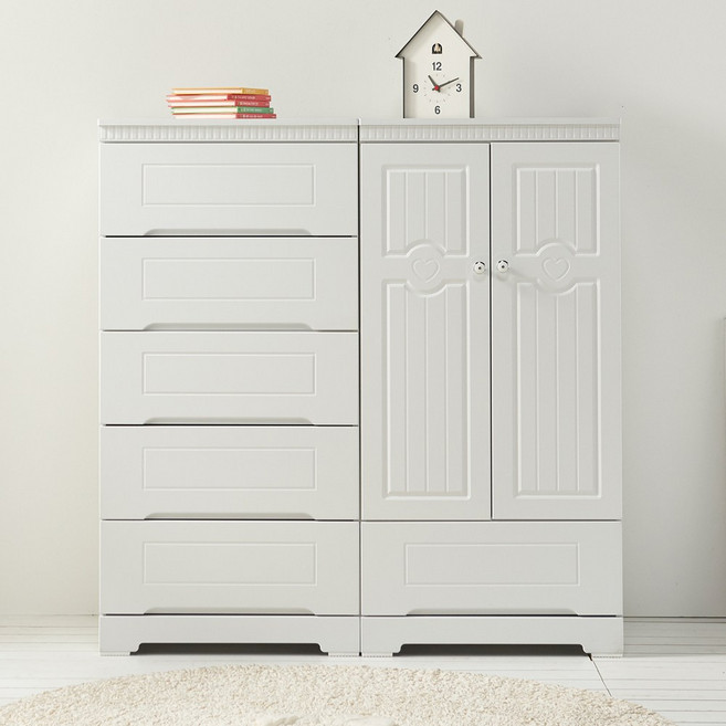 원퍼니처 로이 서랍장600+옷장600(세트) 옷장 키즈 아이방 어린이 주니어장 옷수납, 화이트