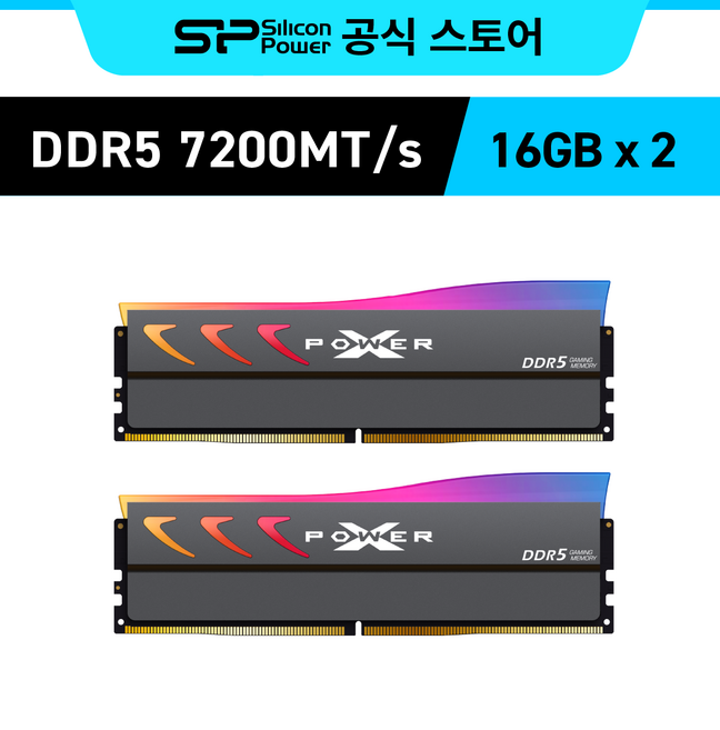실리콘파워 Silicon Power DDR5-7200 16GB*2 CL34 PC5-57600 Storm RGB 데스크탑 메모리 램, 그레이