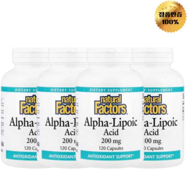 2+2 내추럴팩터스 알파리포산 200mg 캡슐 120정, 4개