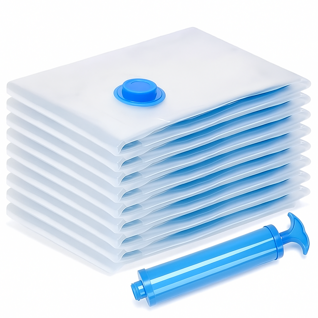 공간 절약형 가정 필수품 진공 의류 이불 압축팩 5P 세트 수동 펌프 포함, 1세트, 5개입