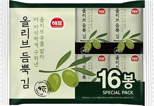 사조해표 더 고소한 올리브 듬뿍 김 16봉, 2개