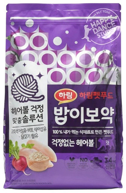 밥이보약 전연령용 걱정없는 헤어볼 고양이 사료, 3.4kg, 1개