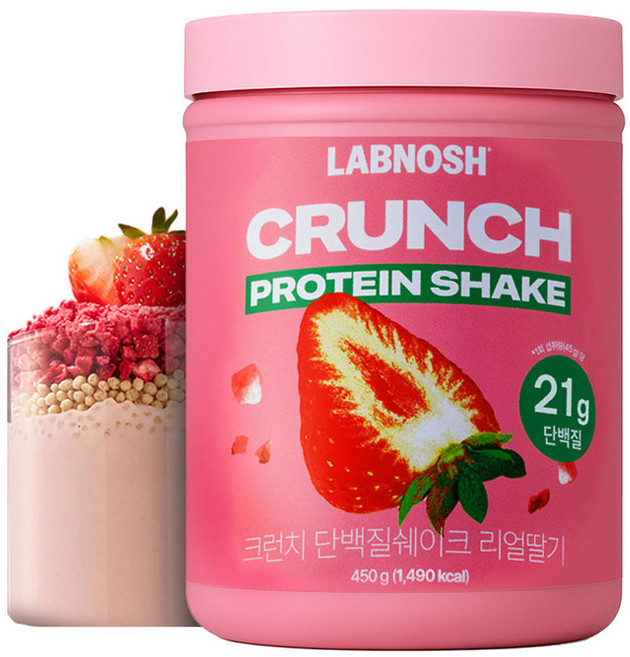 랩노쉬 크런치 단백질 쉐이크 리얼딸기, 1개, 450g