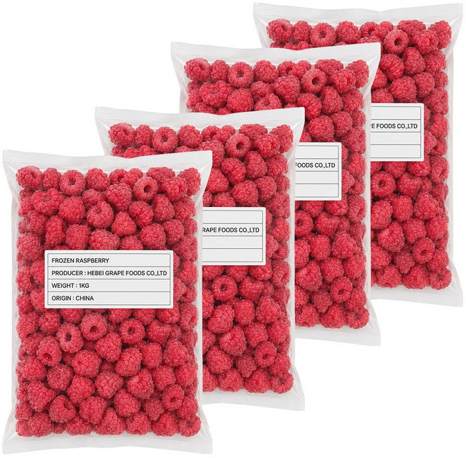 무첨가 100% 프리미엄 냉동 라즈베리, 4개, 1kg