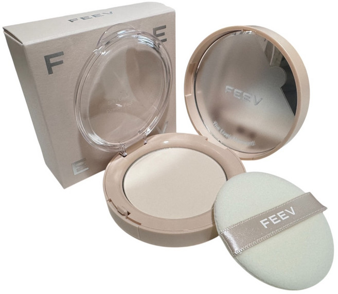 FEEV 絲滑柔焦定妝粉餅 輕盈控油 細緻毛孔, 單一色, 1個