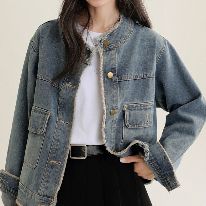 lofei 여성 스트레이트 숏 데님자켓 봄 아우터 JK09