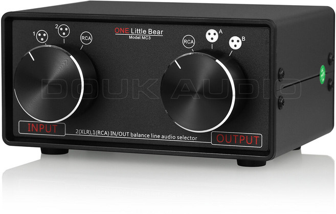 DOUK AUDIO 3-IN-3-OUT XLR 밸런스드/RCA 스테레오 컨버터 오디오 셀렉터 박스 패시브 프리앰프
