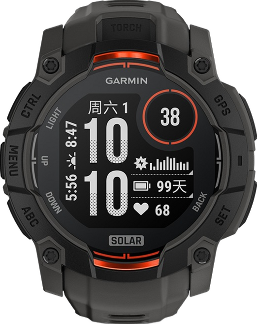 가민 인스팅트 3 스포츠 스마트 워치 MIP 솔라 에디션, GPS + 블루투스, 50mm, 그래파이트 그레이