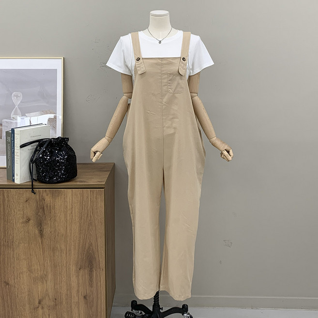 행복여 미로 포켓 끈 조절 멜빵 점프슈트