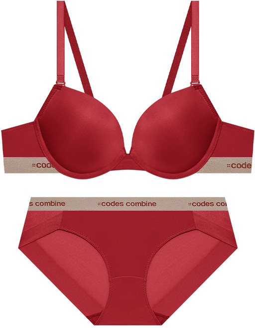코데즈컴바인이너웨어 무드업 골드밴딩 브라 햄팬티 세트_레드